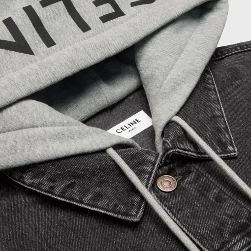 trucker jacket in charcoal wash denim