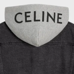 trucker jacket in charcoal wash denim