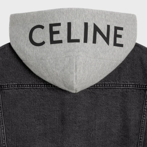 trucker jacket in charcoal wash denim