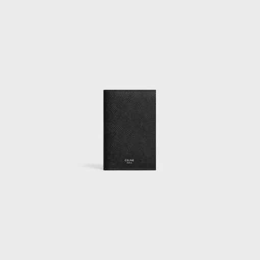VERTICAL CARD HOLDER Essentials Grained Calfskin BLACK