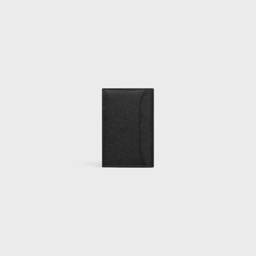 VERTICAL CARD HOLDER Essentials Grained Calfskin BLACK