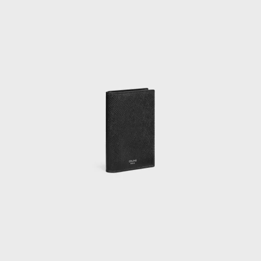 VERTICAL CARD HOLDER Essentials Grained Calfskin BLACK