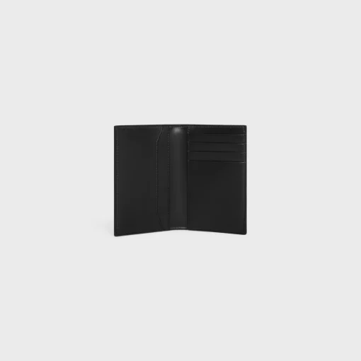 VERTICAL CARD HOLDER Essentials Grained Calfskin BLACK