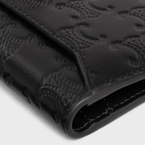 VERTICAL CARD HOLDER Triomphe L.Embossed Calf T.Emb BLACK