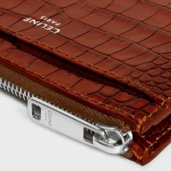 Zipped Card Holder in CROCODILE EMBOSSED CALFSKIN