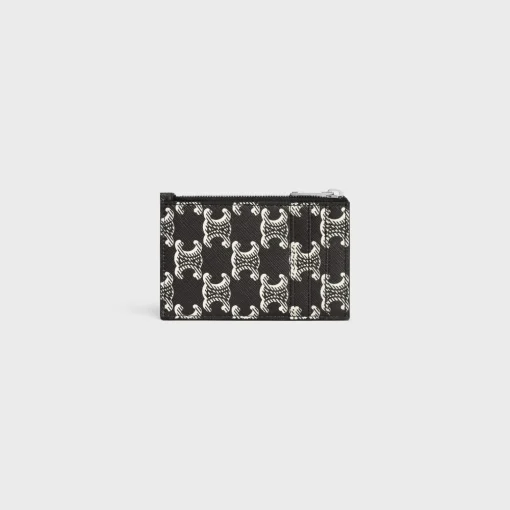 Zipped Card Holder in Triomphe canvas two-tone and calfskin