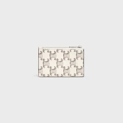 Zipped Card Holder in Triomphe Canvas AND Lambskin